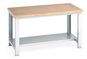 Bott MPX Top Workbench with Half Shelf - 1500Wx900Dx840mmH Industrial Bench with Half Depth Shelf Under for Storage 41004017 